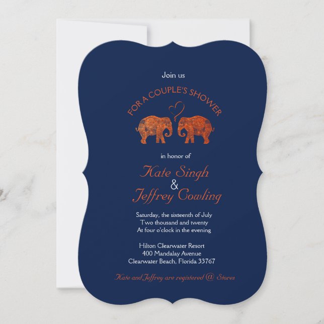TONS OF LOVE/Elephant Couple Heart Couple's Shower Invitation (Front)