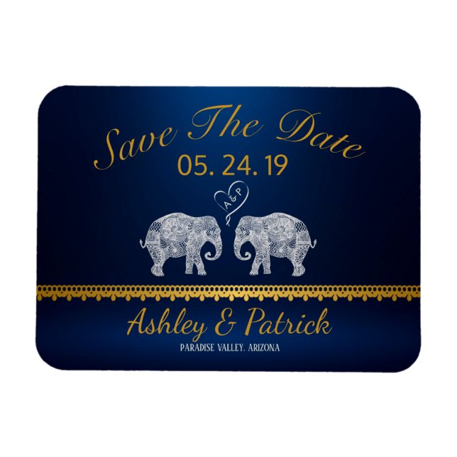TONS OF LOVE -Elephant Couple Indian Save the Date Magnet (Horizontal)