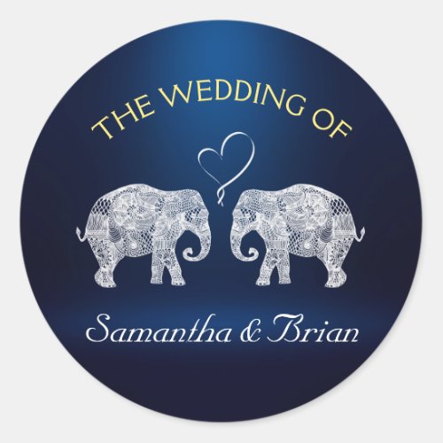TONS OF LOVE  Elephant Night Light Wedding Custom Classic Round Sticker