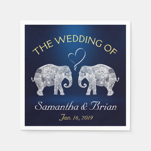 TONS OF LOVE  Elephant Night Light Wedding Custom Paper Napkins