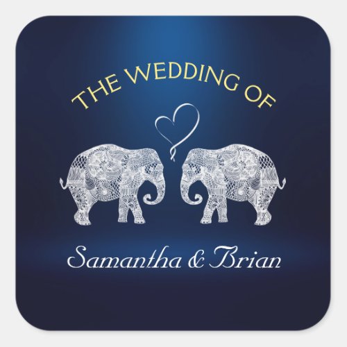 TONS OF LOVE  Elephant Night Light Wedding Custom Square Sticker