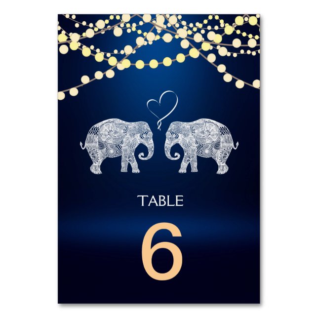 TONS OF LOVE-Elephant Night Lights Menu+Table Card (Front)