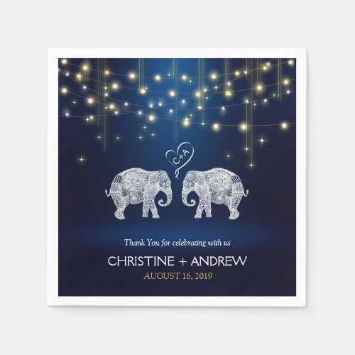 TONS OF LOVE  Elephant String Lights Custom Blue Napkins