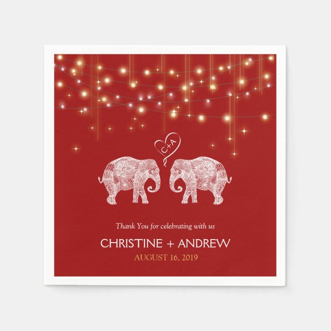 TONS OF LOVE / Elephant String Lights Custom Napkins (Front)