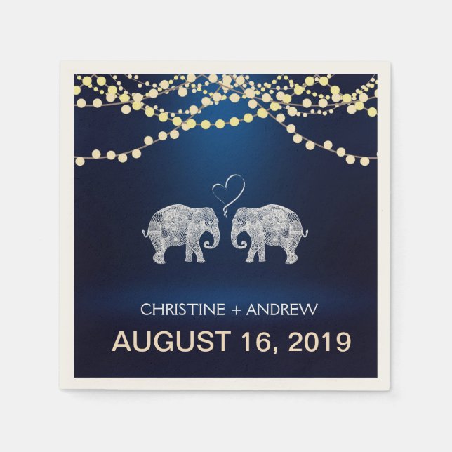 TONS OF LOVE-Elephant String of Lights Custom Napkins (Front)