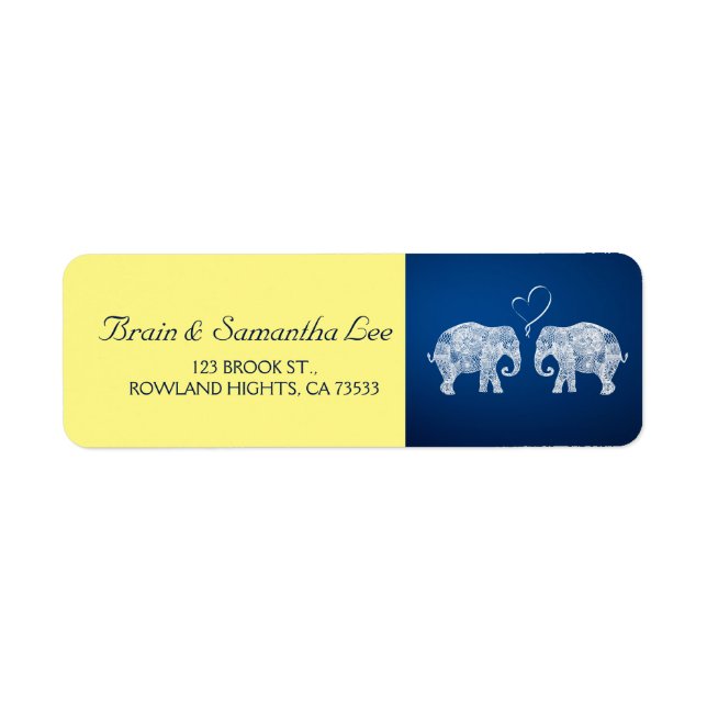 TONS OF LOVE | Elephant Wedding Blue & Yellow Label (Front)