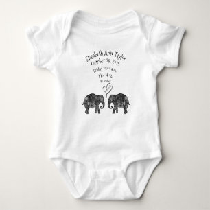 Tons of Love New Baby Birth Record Stats Elephant Baby Bodysuit