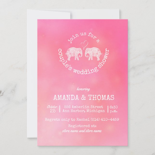 Tons of Love Pink Couple's Wedding / Birdal Shower Invitation (Front)