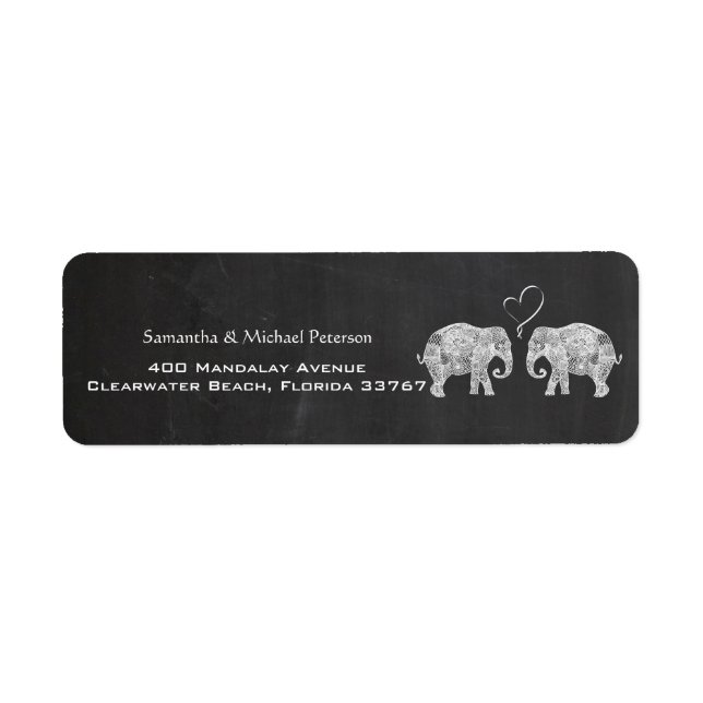 Tons of Love Wedding Elephant Couple Chalkboard Label (Front)