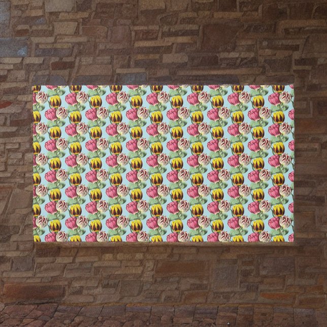 Tons of Tulips Pink Purple Gold Floral Pattern Outdoor Rug (Creator Uploaded)