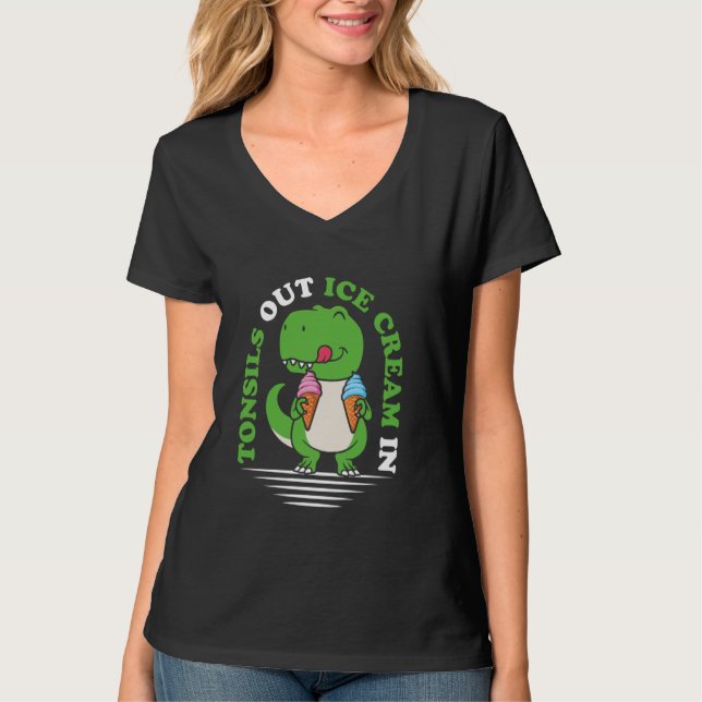 Tonsillectomy T Rex Dinosaur Dino Tonsil Removal R T-Shirt (Front)