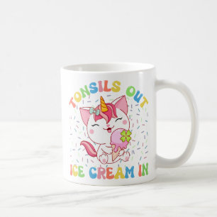 Tonsils Out, Ice Cream In Unicorn Cat Coffee Mug