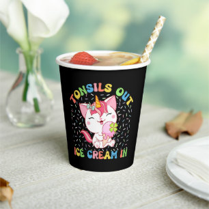 Tonsils Out, Ice Cream In Unicorn Cat Paper Cups