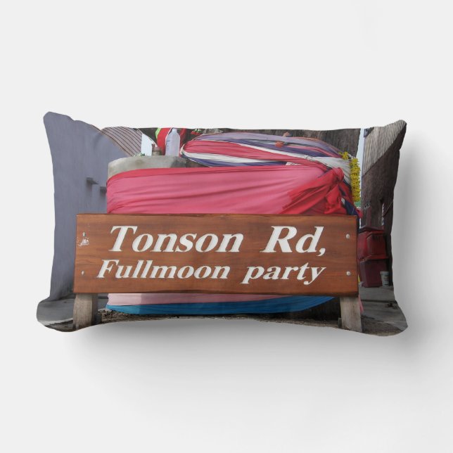 Tonson Rd. Fullmoon Party, Koh Phangan, Thailand Lumbar Pillow (Front)