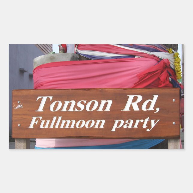 Tonson Rd. Fullmoon Party, Koh Phangan, Thailand Rectangular Sticker (Front)
