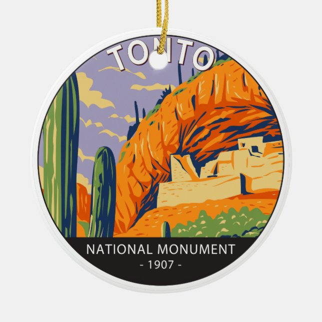 Tonto National Monument Arizona Vintage   Ceramic Ornament (Front)