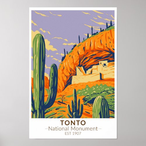 Tonto National Monument Arizona Vintage  Poster