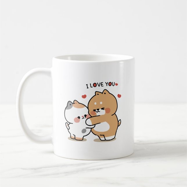 Tonton Friends, yuta and bella hugs love Coffee Mug (Left)