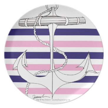Tony Fernandes 6 mix stripe anchor Melamine Plate Tony Fernandes 6 mix stripe anchor Melamine Plate