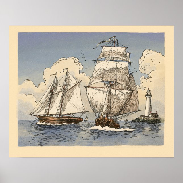 Tony Millionaire Two Ships Poster (Front)