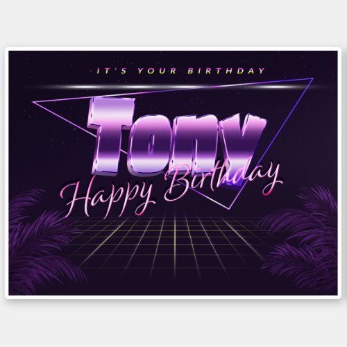 Tony Name First name lila retro Sticker Birthday