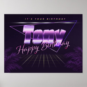 Tony Name First Name lilac retro Poster Birthday