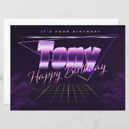 Tony Name First Name purla retro card Birthday
