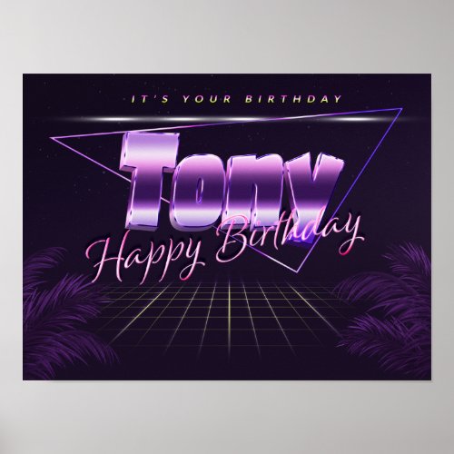 Tony Name First Name purla retro poster Birthday
