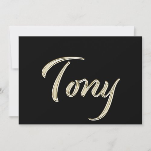 Tony Name white gold Handwriting Card