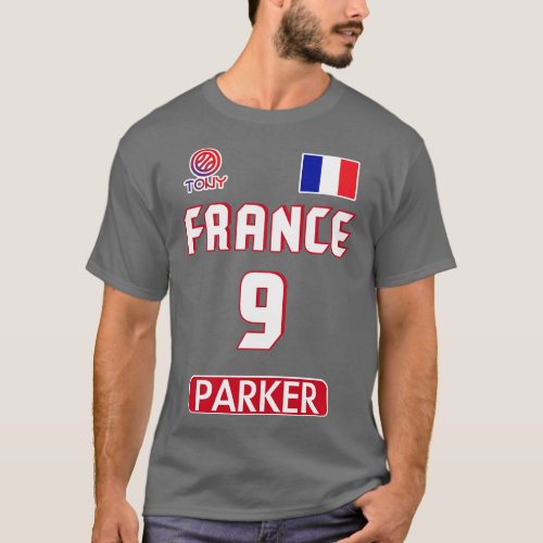Tony Parker Retro France Basketball Jersey Design T_Shirt