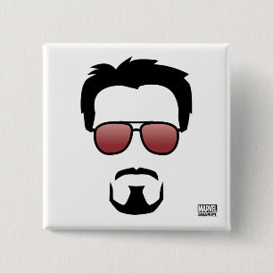 Tony Stark Hairstyle Icon With Aviator Sunglasses Button