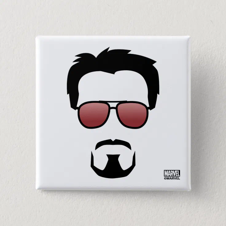 Tony Stark Hairstyle Icon With Aviator Sunglasses Button | Zazzle