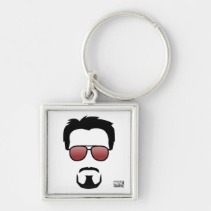 Tony Stark Hairstyle Icon With Aviator Sunglasses Keychain