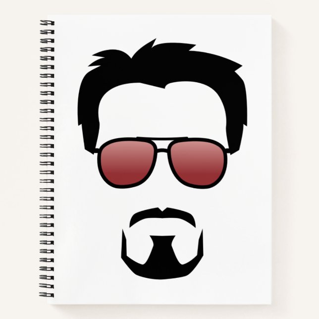 Tony Stark Hairstyle Icon With Aviator Sunglasses Notebook (Front)