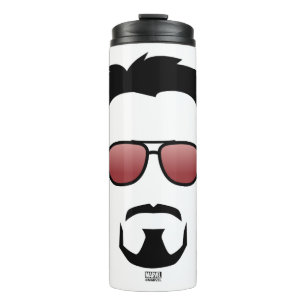 Tony Stark Hairstyle Icon With Aviator Sunglasses Thermal Tumbler