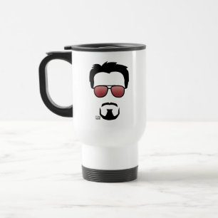 Tony Stark Hairstyle Icon With Aviator Sunglasses Travel Mug