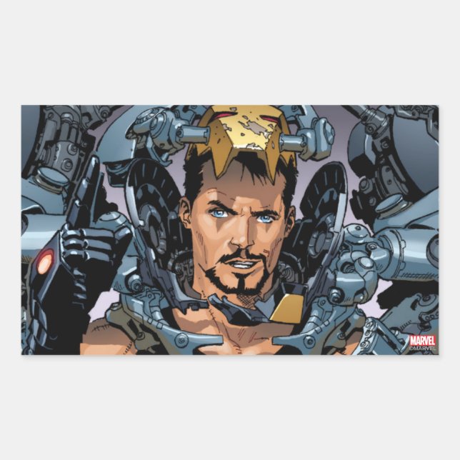 Tony Stark Removing Iron Man Suit Rectangular Sticker (Front)
