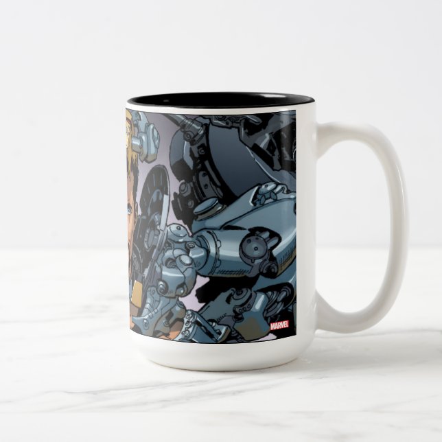 Tony Stark Removing Iron Man Suit Two-Tone Coffee Mug (Right)