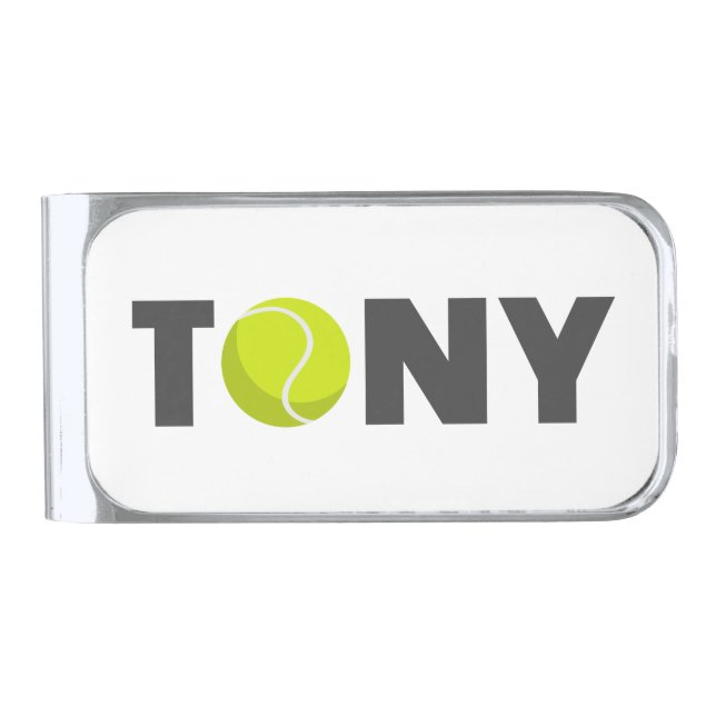 Tony Tennis Silver Finish Money Clip (Front)