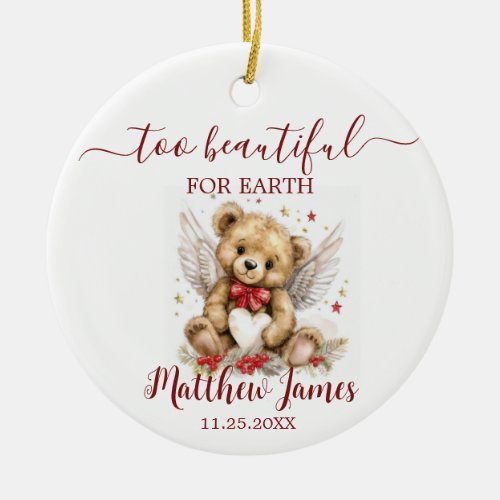 Too Beautiful For Earth Baby Memory Bear Angel