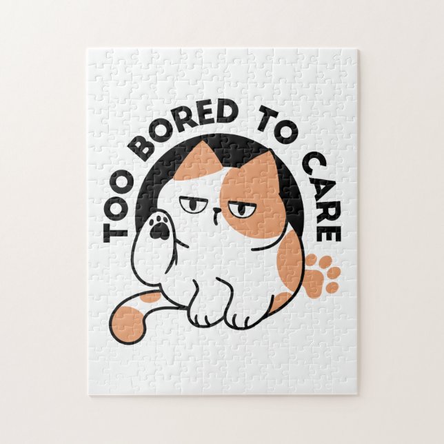 Too Bored to Care – Funny Grumpy Cat Quote Jigsaw Puzzle (Vertical)
