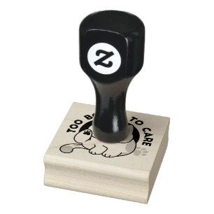 Too Bored to Care – Funny Grumpy Cat Quote Rubber Stamp