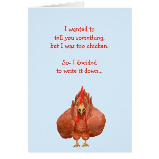 Too Chicken Greeting Card | Zazzle