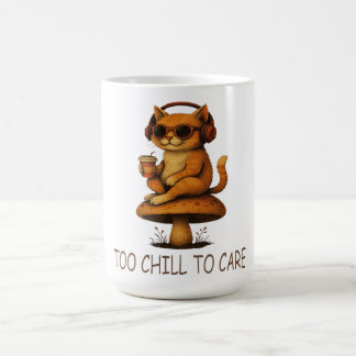 Too Chill to Care – Lo-Fi Cat on Mushroom Coffee Mug