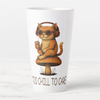 Too Chill to Care – Lo-Fi Cat on Mushroom Latte Mug