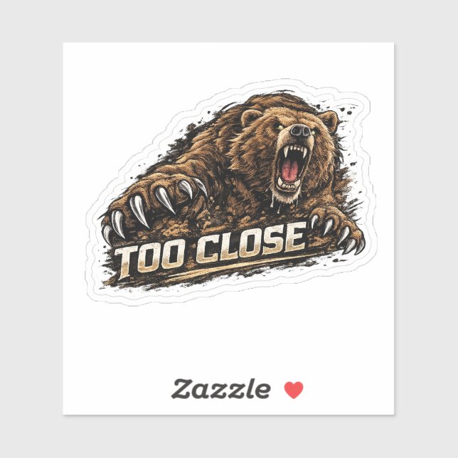 Too Close Bear Car Sticker (Sheet)