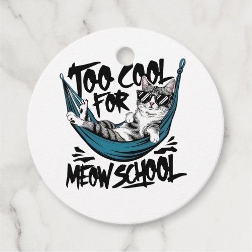 Too cool for meow school favor tags
