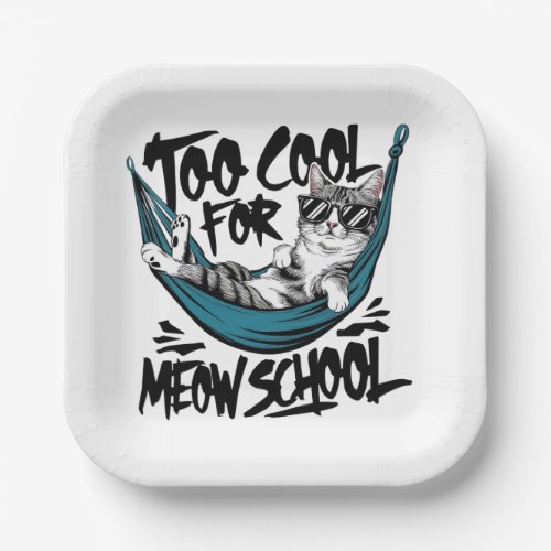 Too cool for meow school paper plates