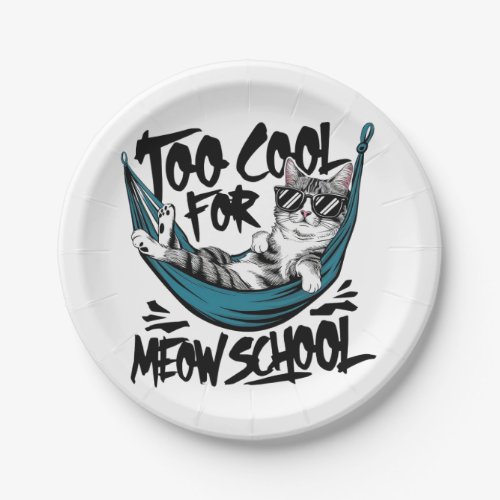 Too cool for meow school paper plates