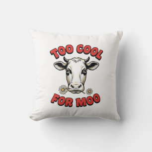 Too Cool For Moo Funny Cow Vintage Shirt Design_1 Throw Pillow